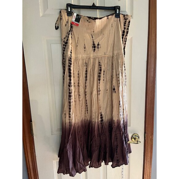 Vintage NWT dead stock Boho Cotton Tie-Dye Maxi Skirt Sz 16 crinkle cotton - Picture 2 of 11